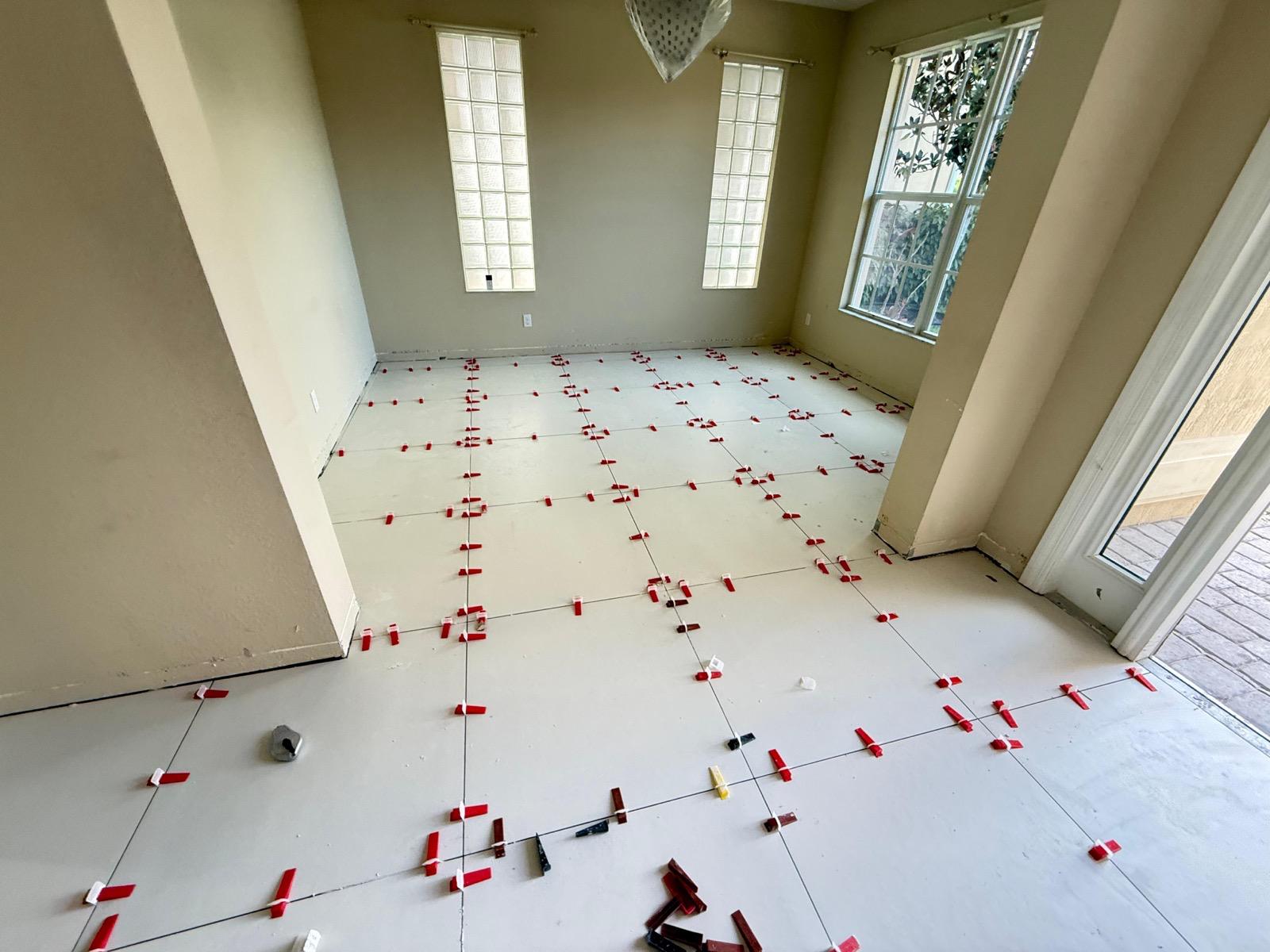Floor installation in progress Boca Raton FL - hardwood and tile by ENCP Services